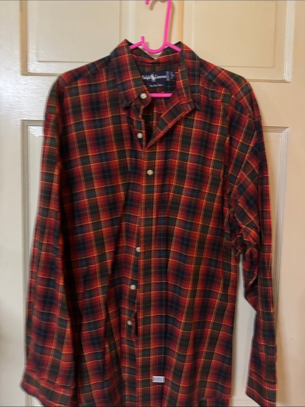 Ralph Lauren Red and Green Plaid Button-Down Shirt